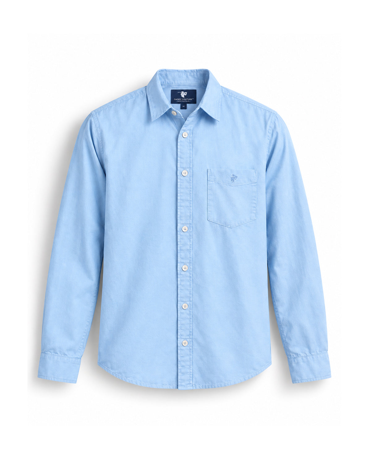 Caddy Couture Oxford Lycra Shirt in Light Blue, front product view