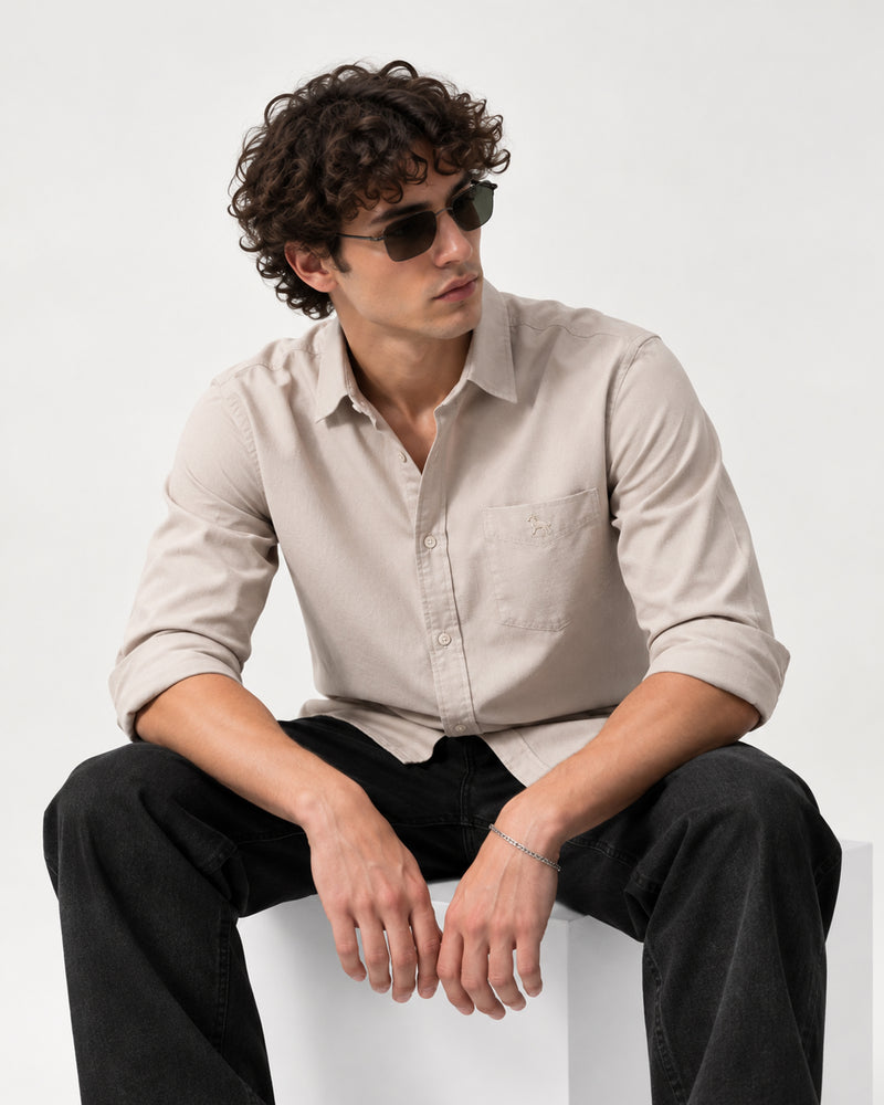 Oxford Cotton Shirt – Beige