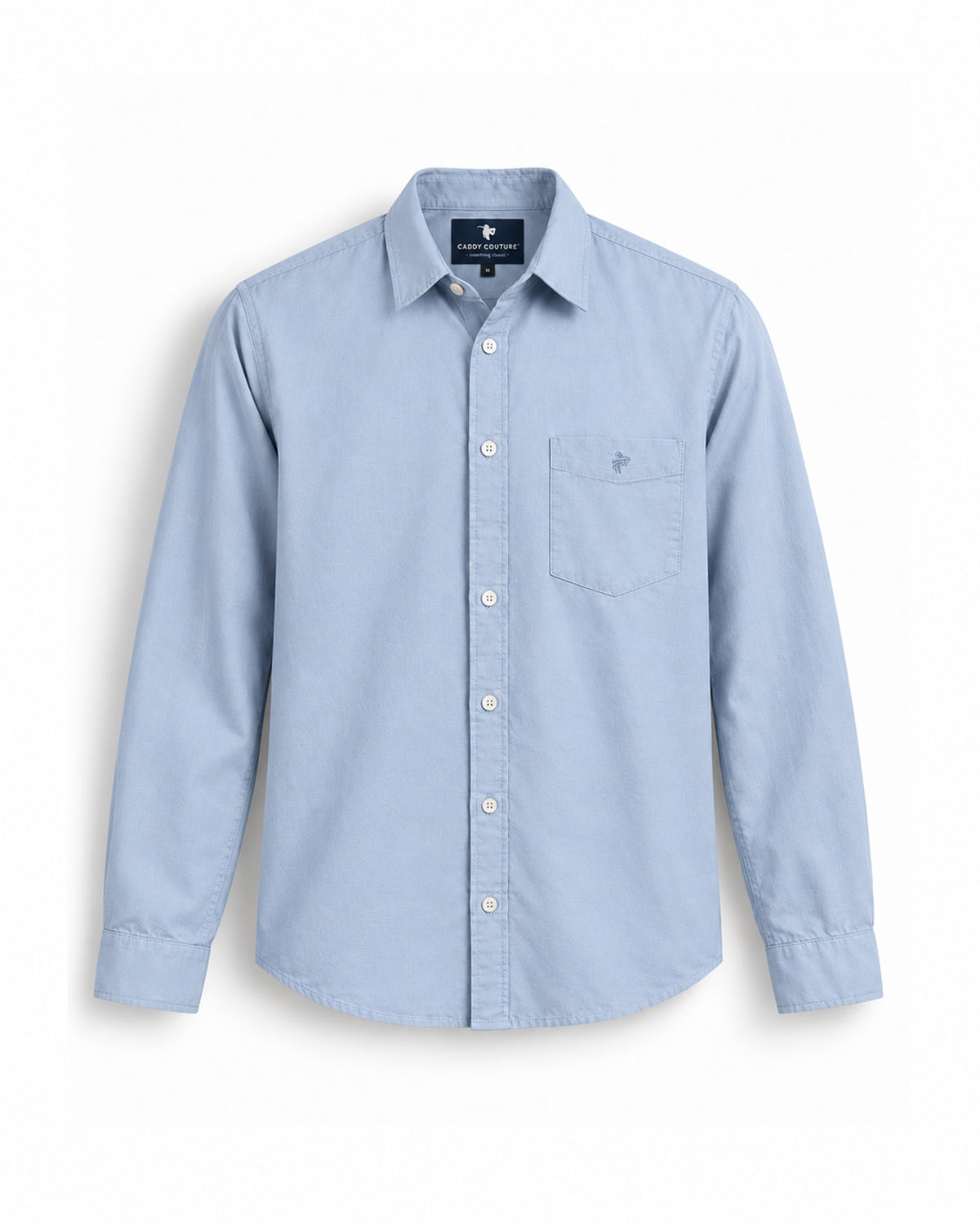 Caddy Couture Cotton Linen Blend Shirt in Light Blue, front product view