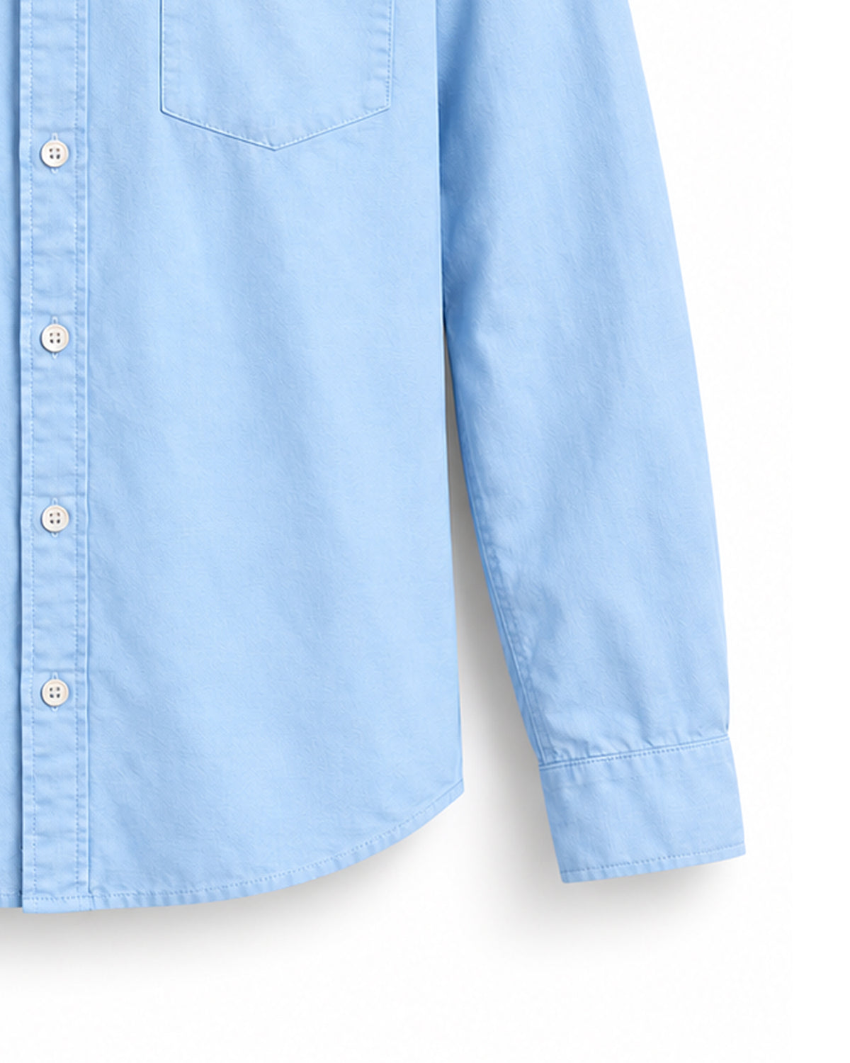 Caddy Couture Oxford Lycra Shirt in Light Blue, cuff and hem detail