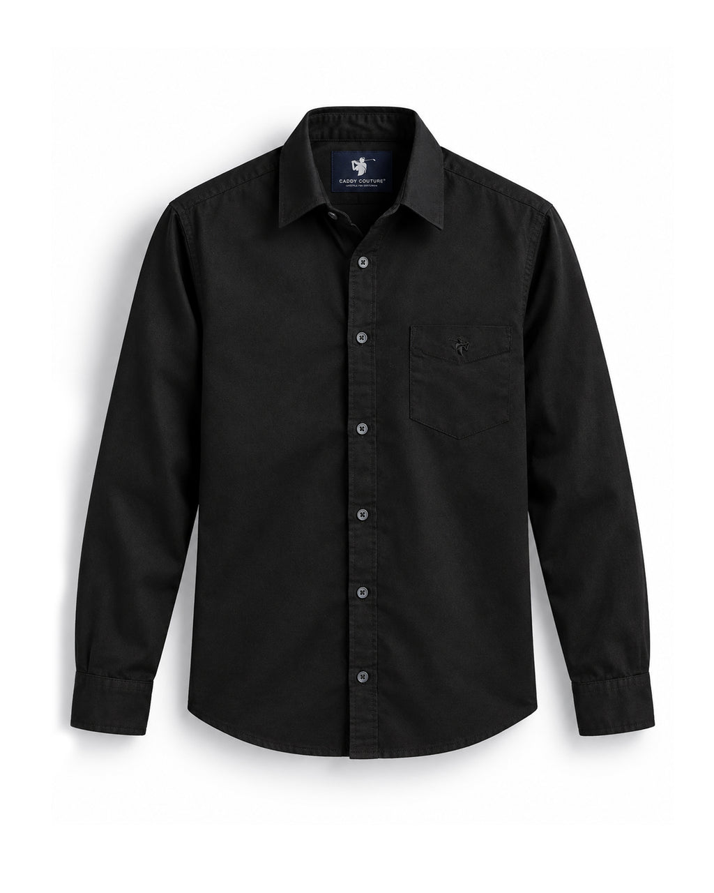 Caddy Couture Oxford Lycra Shirt in Black, front product view