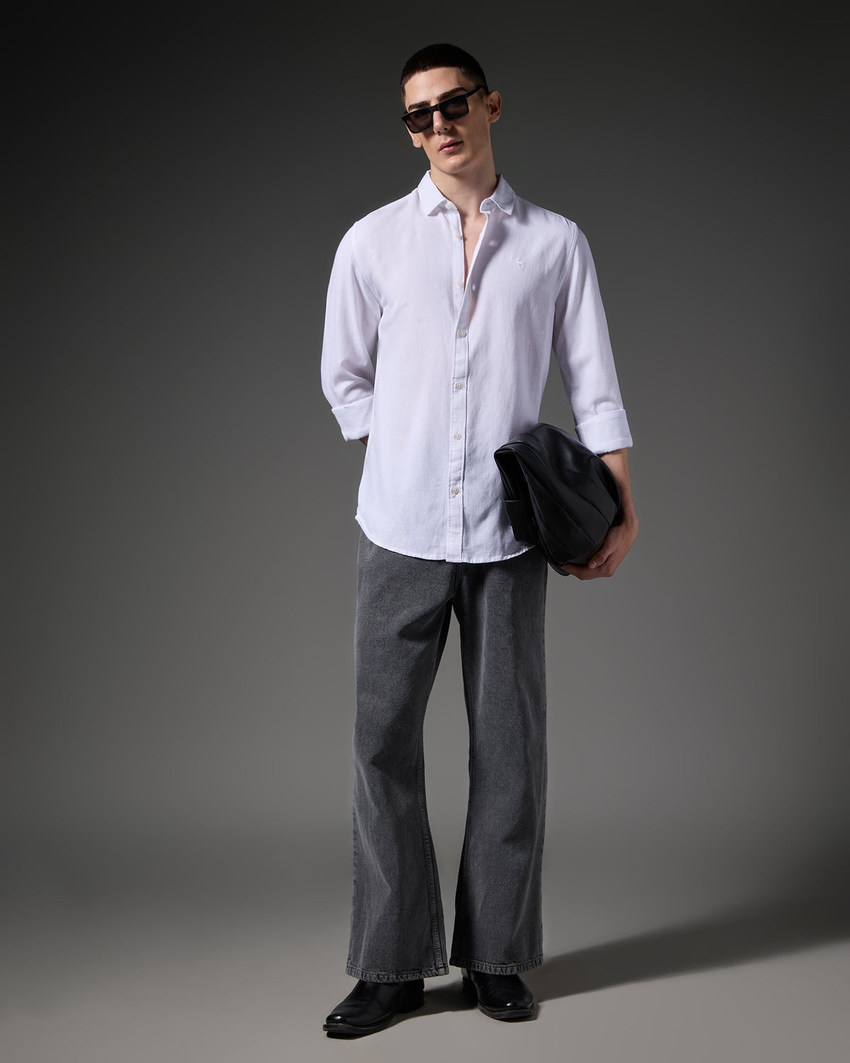 Linen Shirt – White – editorial view | Caddy Couture