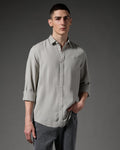 Linen Shirt – Grey – editorial view | Caddy Couture