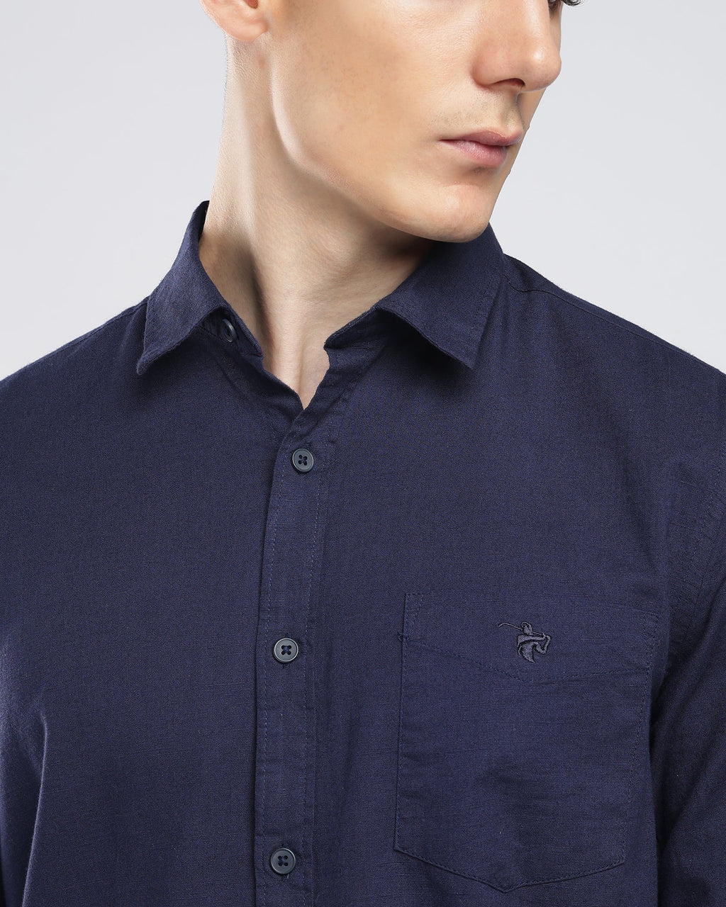 Oxford Cotton Shirt – Blue – primary model view | Caddy Couture