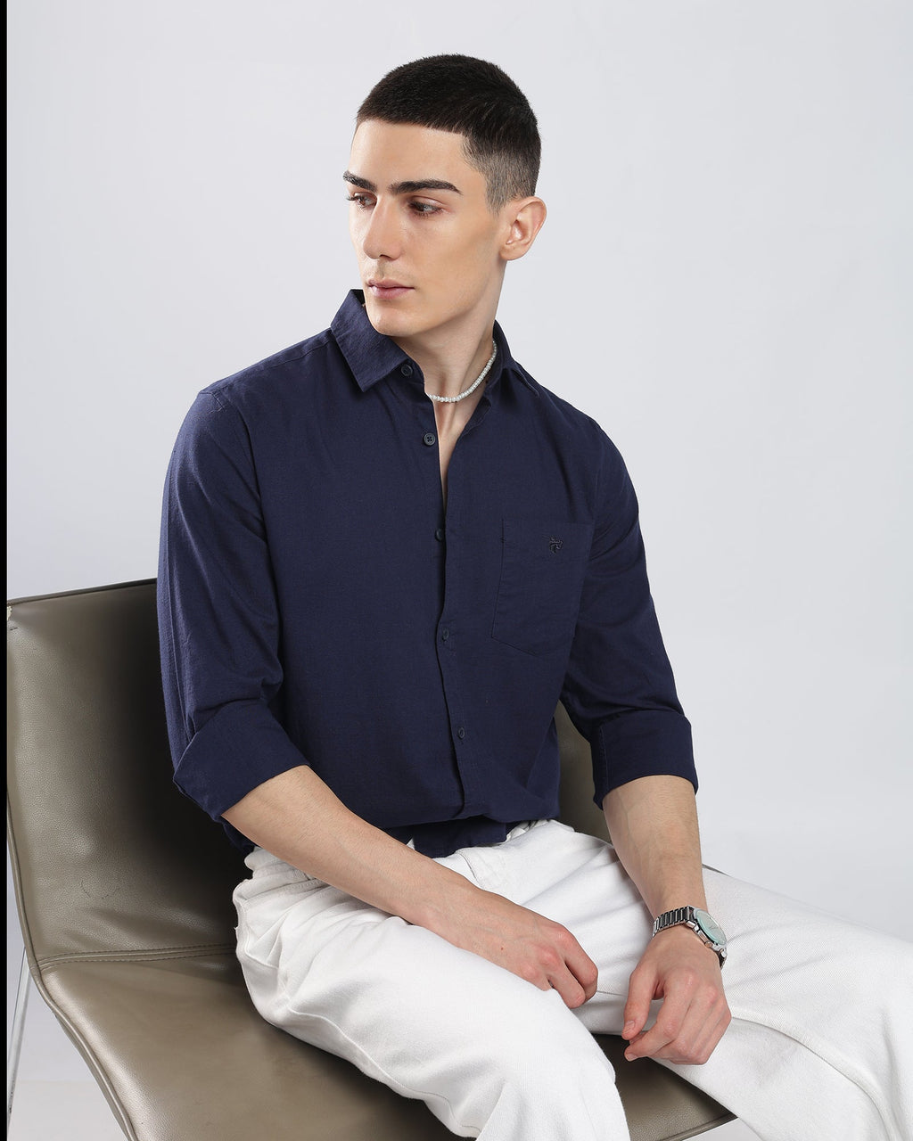 Oxford Cotton Shirt – Blue – fit view | Caddy Couture