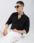Oxford Cotton Shirt – Black – alternate model view | Caddy Couture