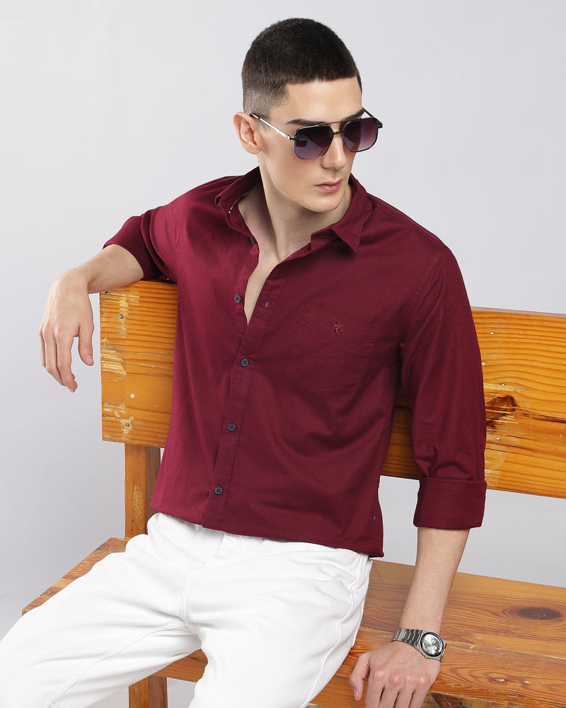 Oxford Lycra Shirt – Burgundy