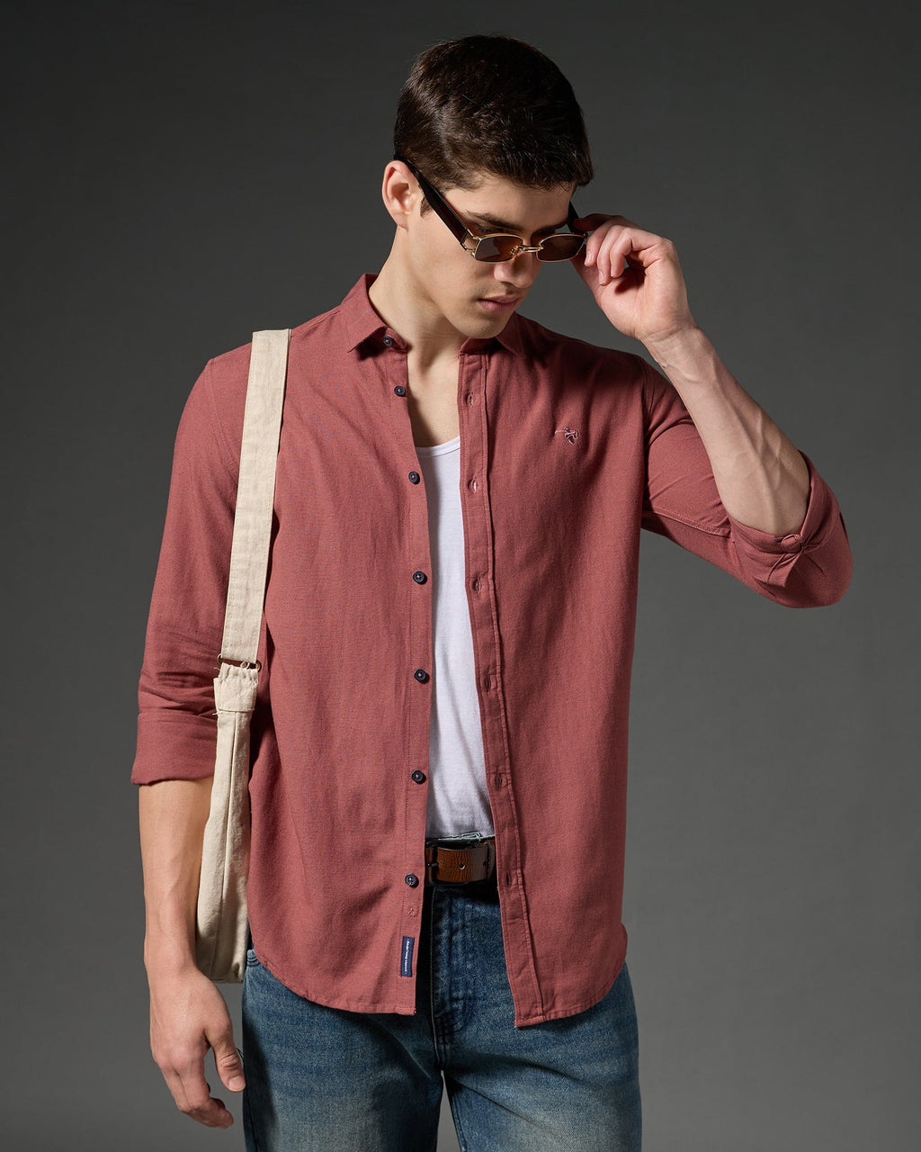 Linen Shirt – Rust – alternate angle | Caddy Couture