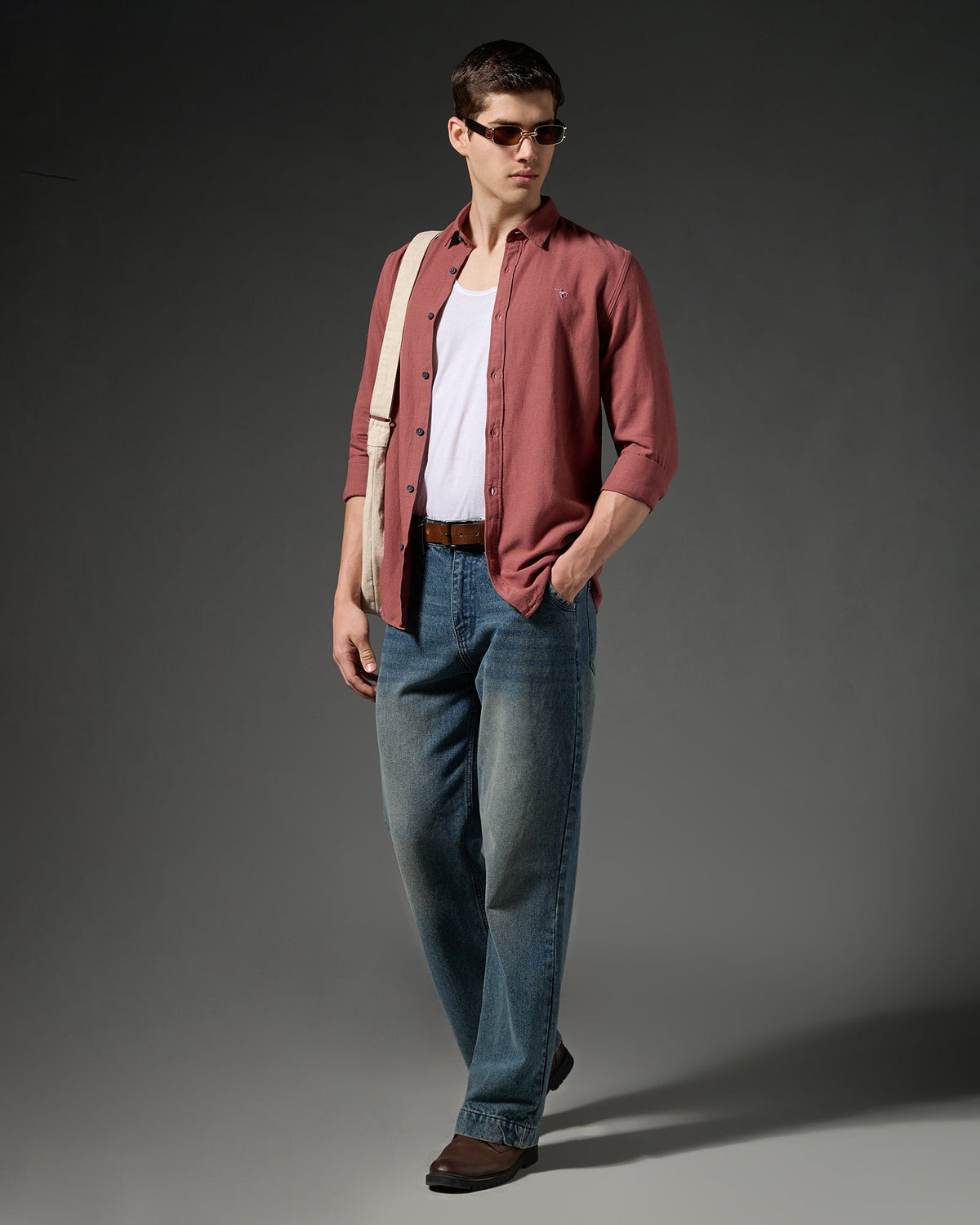 Linen Shirt – Rust – editorial view | Caddy Couture
