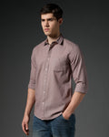 Cotton Linen Blend Shirt – Dusty Mauve – detail view | Caddy Couture